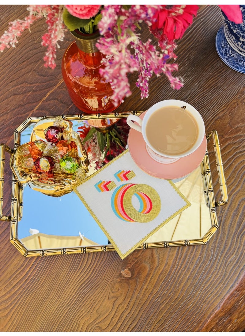 Ge Living - Rainbow O Letter Cocktail Napkin (1 Piece) - Image 1