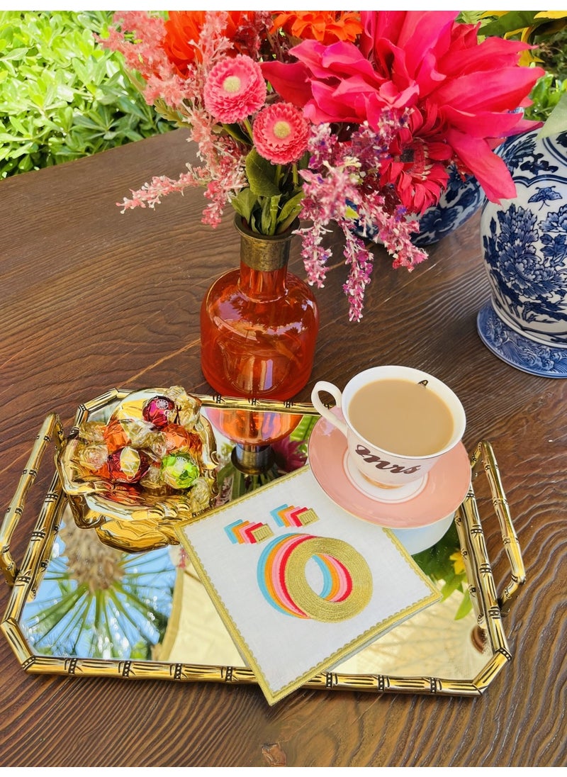 Ge Living - Rainbow O Letter Cocktail Napkin (1 Piece) - Image 1