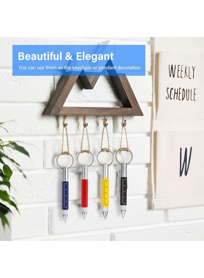 Zonon 4 Pieces 6 In 1 Multitool Tech Tool Pen Key Ring Screwdriver Pen With Ruler, Two-Head Ballpoint Pen Refills Metal Tool Pen For Office Staff, Construction Workers, Red, Yellow, Blue, Black  - Image 4