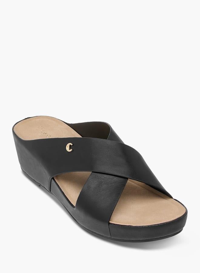 لو كونفورت صنادل نسائية بكعب ويدج بأشرطة متقاطعة - Image 1