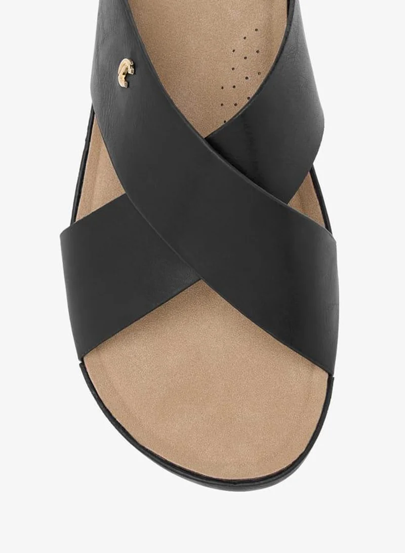 Le Confort BLACK Women Solid Cross Strap Sandals with Wedge Heels for Women | Best Price UAE