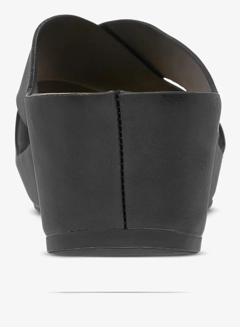 Le Confort BLACK Women Solid Cross Strap Sandals with Wedge Heels for Women | Best Price UAE