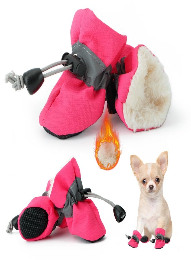 Fecialy Dog Shoes for Winter Dogs Boots & Paw Protector Warm Snow Booties Small Medium Dogs Puppies with Reflective Strip Anti-Slip Rubber Sole, Pack of 4, Size3 - Image 1