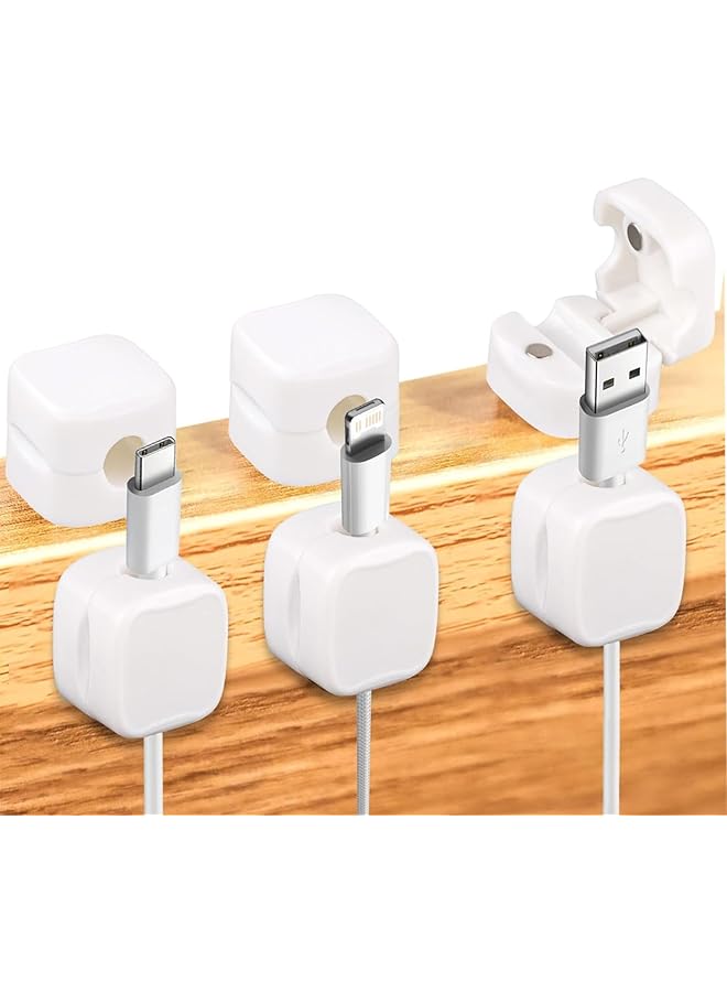 erorex Magnetic Cord Organizer Holder 6 Pack Desk Cable Clips Management Hide Phone Charging Cable Keeper Strong Adhesive Wire Charger Holder For Home Office Desk Phone Car Wall Desktop Nightstand White - Image 1