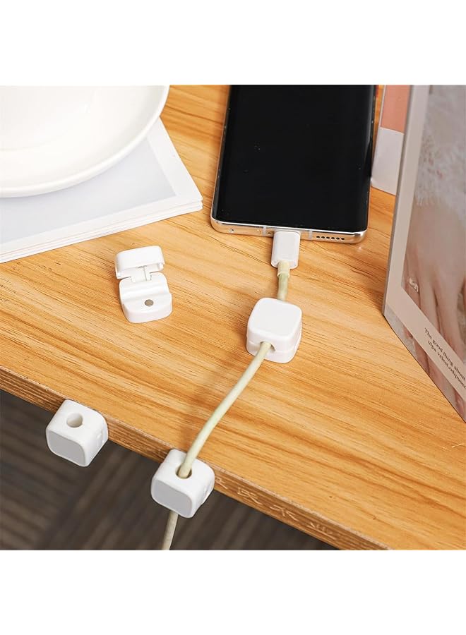 erorex Magnetic Cord Organizer Holder 6 Pack Desk Cable Clips Management Hide Phone Charging Cable Keeper Strong Adhesive Wire Charger Holder For Home Office Desk Phone Car Wall Desktop Nightstand White - Image 4