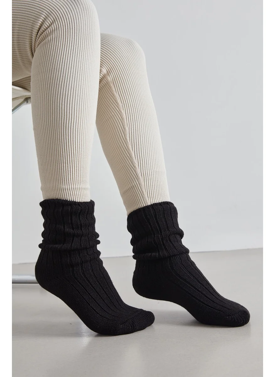 مانوكا Thick Winter Socks Black