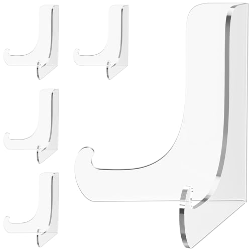 Dooiclear 5 Pack Acrylic Display Stand, Plate Stand for Display, Clear Easel Stand, Display Holder for Card, Frame, Picture, Magazine, Book, CD, Phone (Small/ 3 Inch) - Image 1