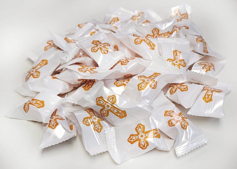 Naturejam Christening OR First Communion Holy Gold Cross Themed Peppermint Balls 100 Count Wrapped - Mint Candy - Image 3