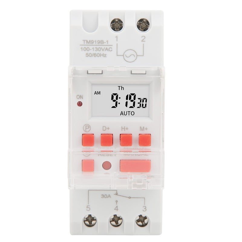 مفتاح مؤقت أسبوعي TM919B-1 100-130V AC 30A بشاشة LCD للتحكم في التشغيل والإيقاف، رеле زمني قابل للبرمجة - Image 1