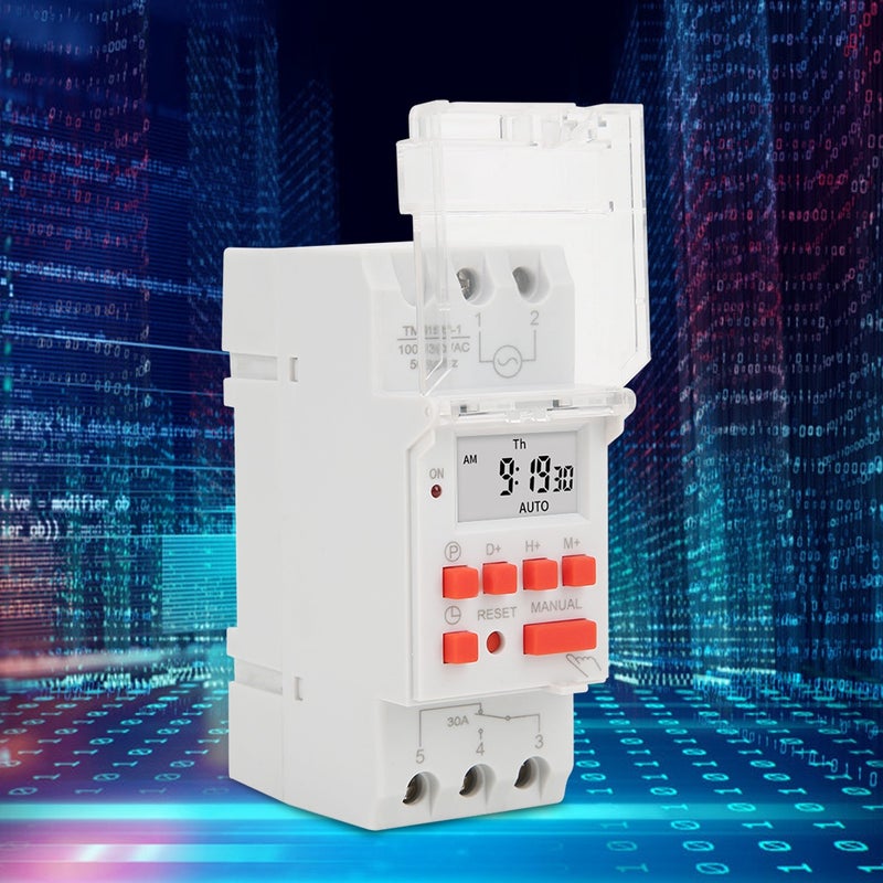 مفتاح مؤقت أسبوعي TM919B-1 100-130V AC 30A بشاشة LCD للتحكم في التشغيل والإيقاف، رеле زمني قابل للبرمجة - Image 3