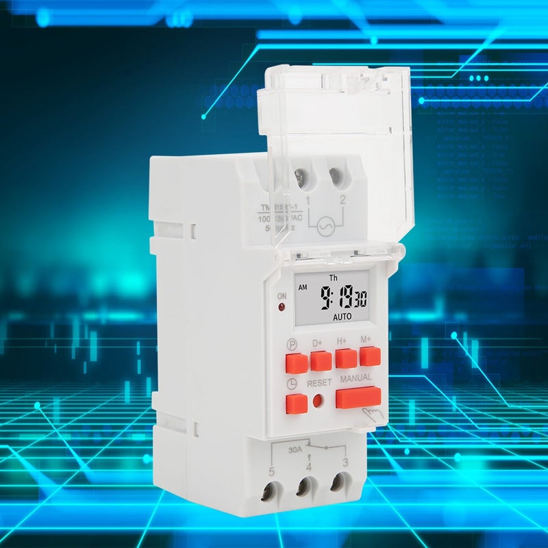 مفتاح مؤقت أسبوعي TM919B-1 100-130V AC 30A بشاشة LCD للتحكم في التشغيل والإيقاف، رеле زمني قابل للبرمجة - Image 5