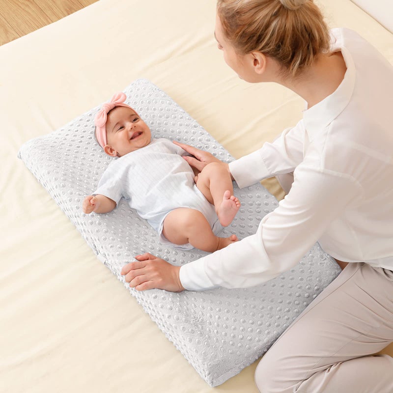 QUENESS Baby Changing Pad Cover, Super Soft Plush Dot Diaper Changing Table Covers for Baby Girls and Boys, Ultra Comfortable, Diaper Changing Cloths for Babies, Fit 32"/34'' x 16" Pad (White) - Image 3