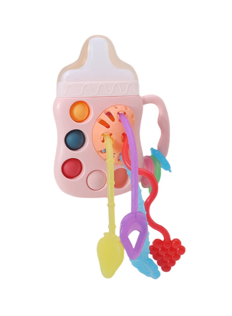 Pink Bottle Lala Teether Teething Soothing Toy Baby Teething Toy Silicone Bpa Free Suitable For Babies Toddlers Boys And Girls - Image 1