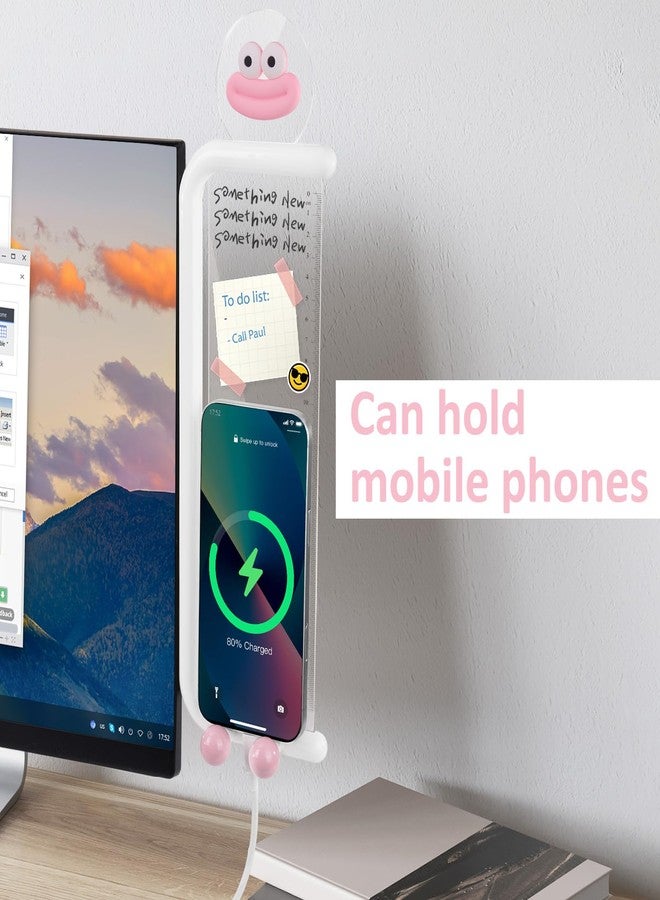 MEGREZ Monitor Memo Board, Acrylic Message Panel Monitor Sticky Note for Computer, Transparent Monitor Memo Board Side Mount for Office Desk Accessories, Right，White - Image 3