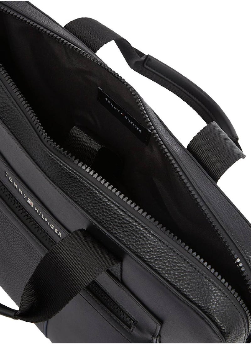 TOMMY HILFIGER Men's Th Foundation Computer Bag - Faux Leather, Black  - Image 3