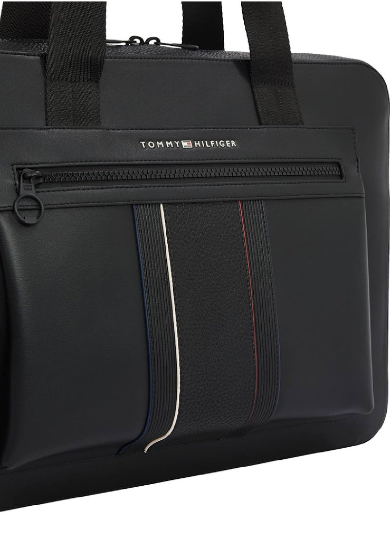 TOMMY HILFIGER Men's Th Foundation Computer Bag - Faux Leather, Black  - Image 5