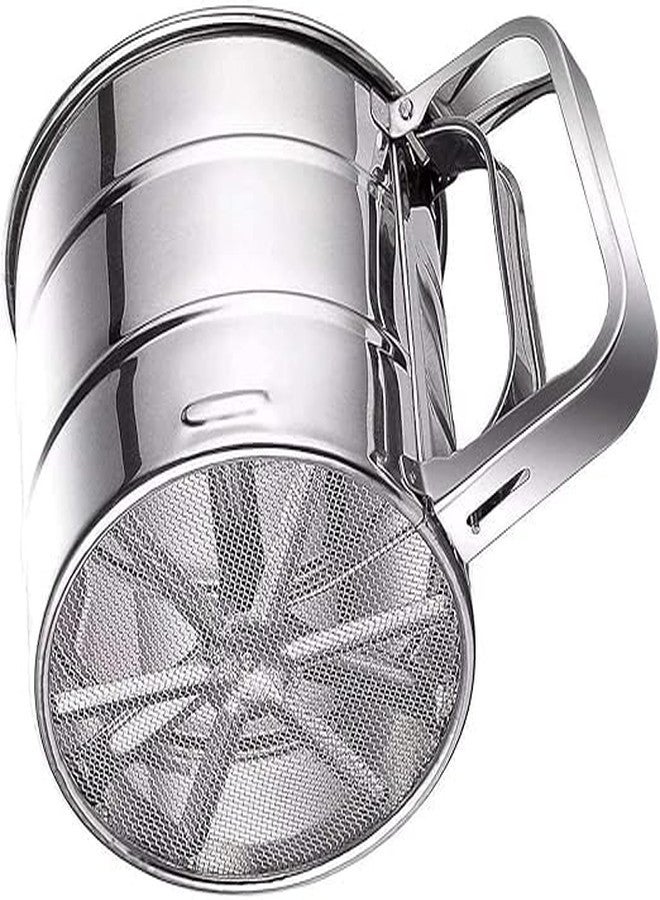 ELVORO Flour Sifter/Atta chhani Hand Press Design Stainless Steel Flour Sifter Corrosion Resistant Large Capacity Flour Sieve Cup for Sugar Flour and Coffee Powder | Atta Chalni - Image 1