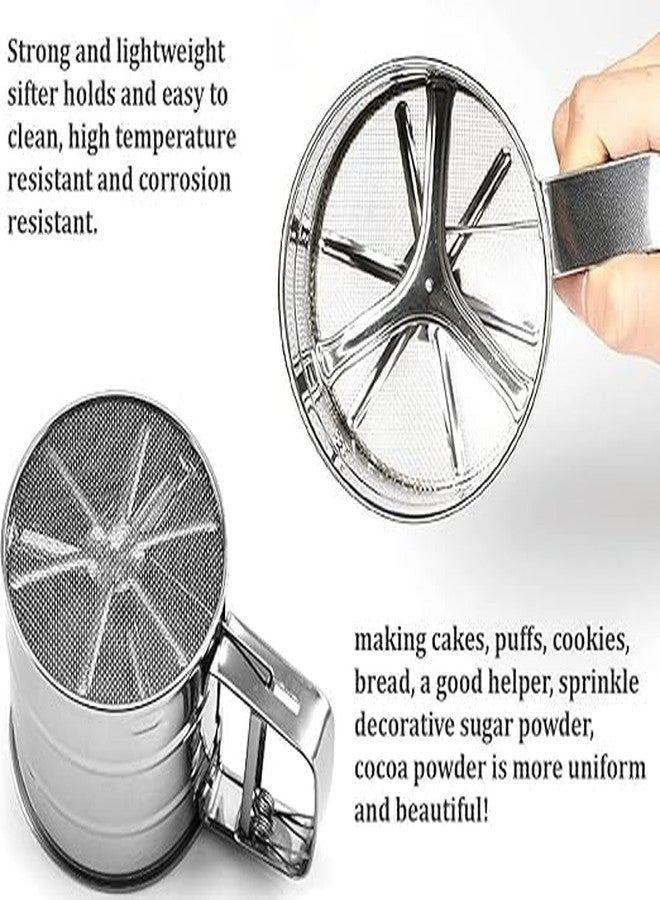 ELVORO Flour Sifter/Atta chhani Hand Press Design Stainless Steel Flour Sifter Corrosion Resistant Large Capacity Flour Sieve Cup for Sugar Flour and Coffee Powder | Atta Chalni - Image 4