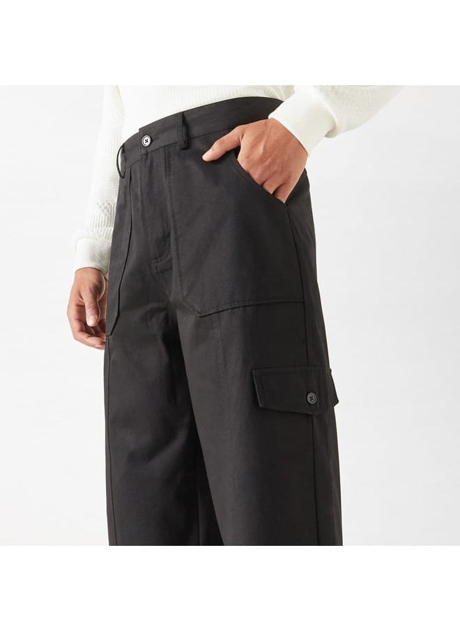 Iconic Iconic Solid Relaxed Fit Pants with Pockets  - Image 3