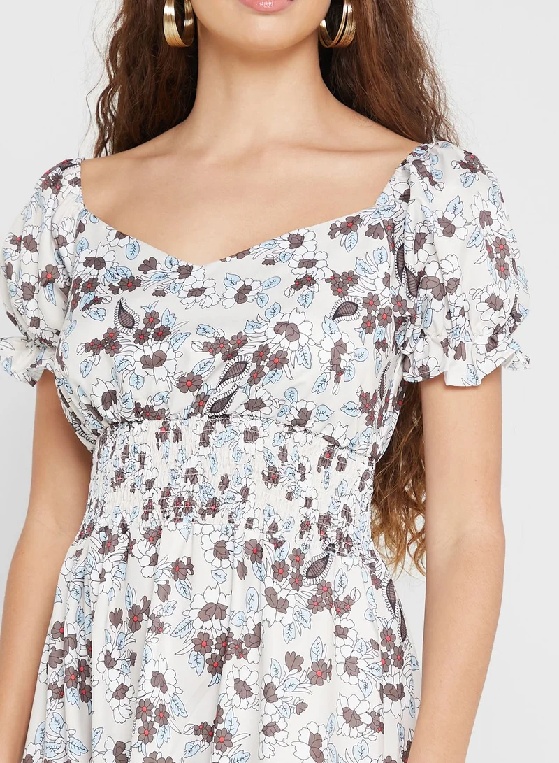 Ginger Puff Sleeve Printed Dress