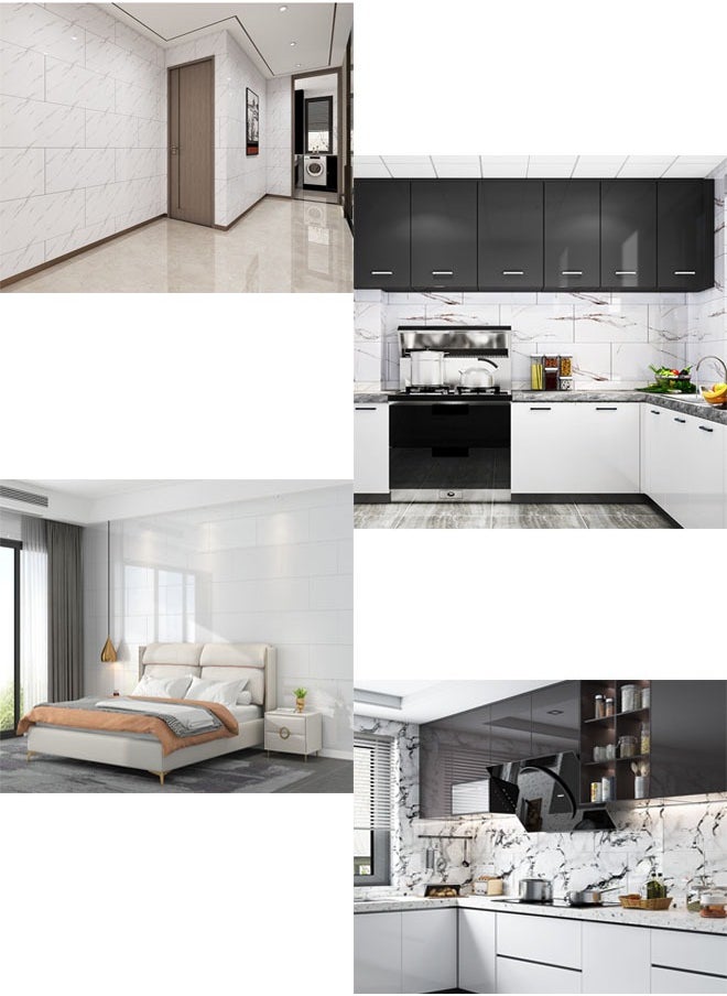 ZCM-HAPPY - 25Piece Imitation Tile Marble Waterproof and Oilproof Self-adhesive Wall Stickers Wallpaper Wall Decor Wallpaper Single Piece Size 30x60cm - Image 1
