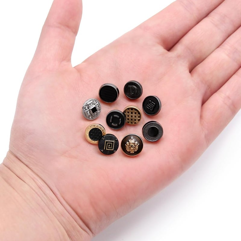 SEMINI 100pcs Mixed 10 Styles Small Metal Alloy Shank Sewing Button for Women Men Children Suit Coat Shirt Trousers Sewing Crafts(Color 2(Metal)) - Image 3