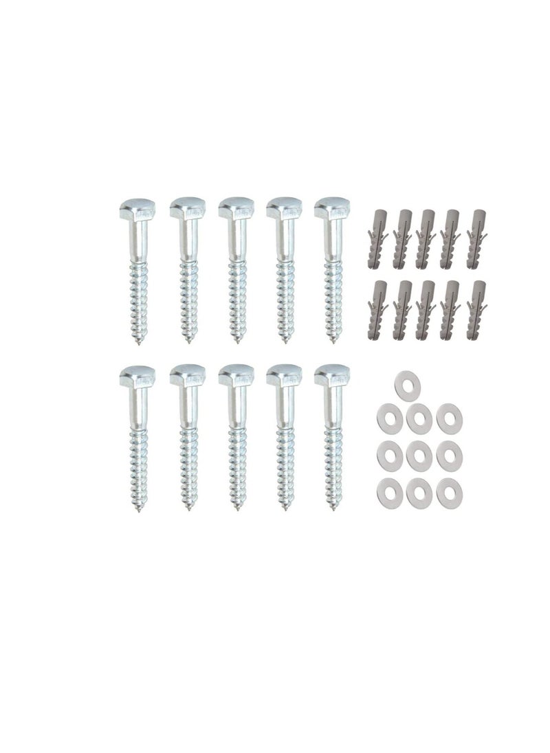 Generic 10 Pcs Galvanized (G.I) Hex Head Coach Screws with Washer & Fisher Plug Wood Working for Holding Together Heavy Timber, and Concrete Working. (6mm, Length 2 Inch)  - Image 1