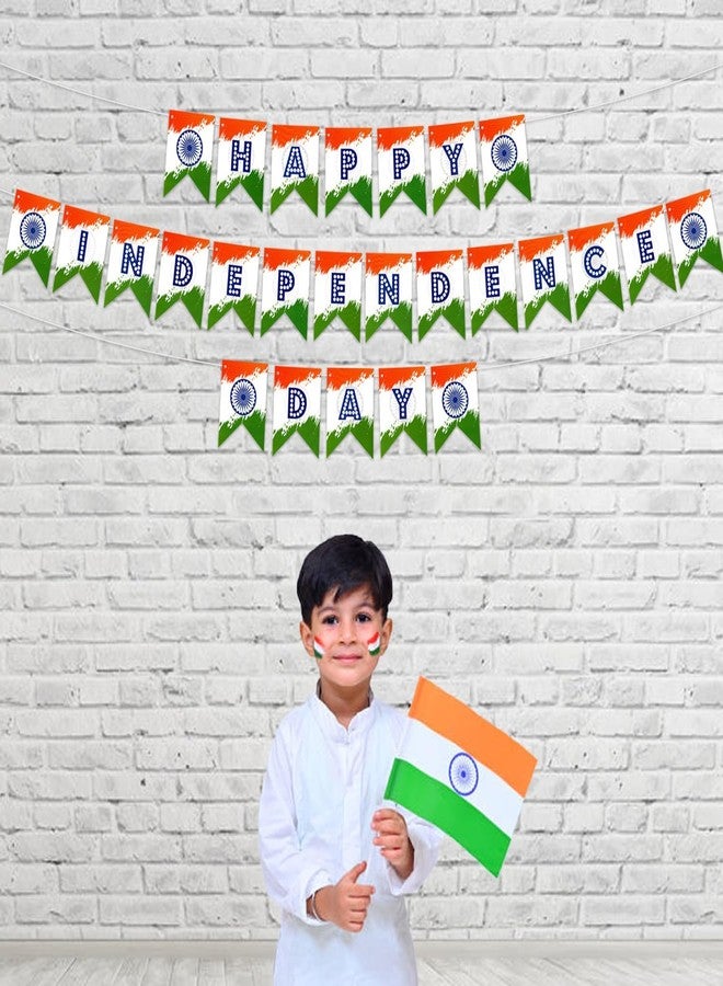 FI - FLICK IN 1 Pcs Independence Day Decoration Items Tricolor Bunting Banner With Ribbon, Republic Day Decorations, Independence Day Decoration Combo (Pack of 1) - Image 4