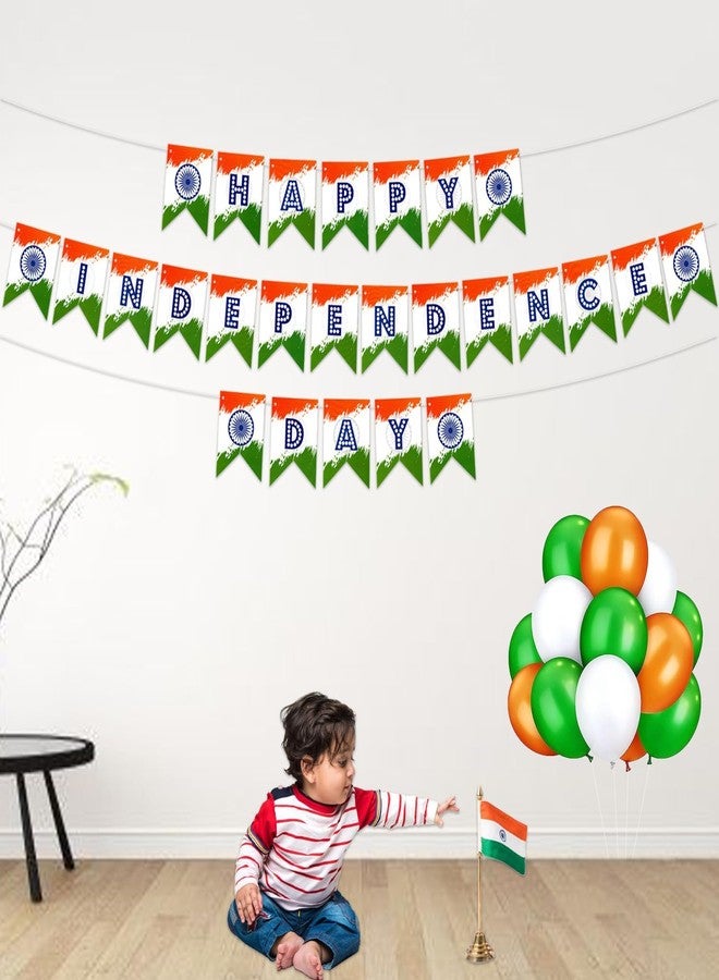 FI - FLICK IN 1 Pcs Independence Day Decoration Items Tricolor Bunting Banner With Ribbon, Republic Day Decorations, Independence Day Decoration Combo (Pack of 1) - Image 3