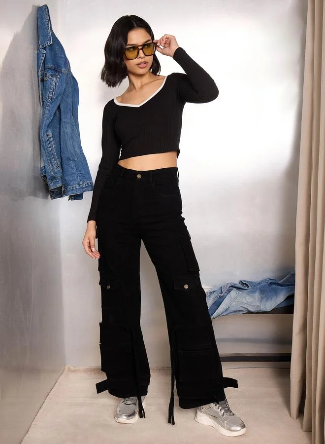 SASSAFRAS Sassafras Black Multi Pocket Cargo Jeans