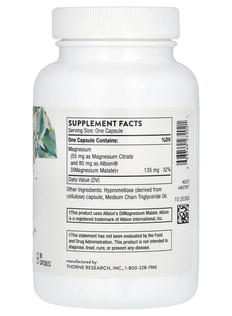 ثورن Magnesium CitraMate، ‏90 كبسولة (135 ملجم لكل كبسولة) - Image 2