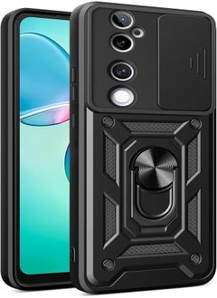UNBLACK unblack case Compatible with vivo V40 5G/ V40 Pro 5G, Premium Protection Back Case with Camera Slide Cover Built-in Ring Stand Shockproof (Black, Compatible with Vivo V40 5G/ V40 PRO 5G/S19 Pro 5G) 