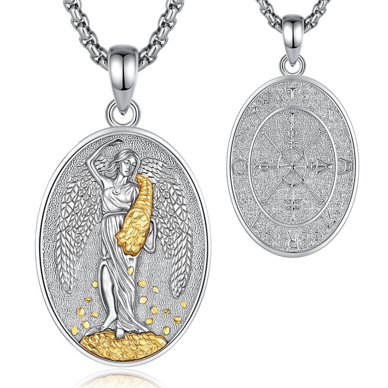 EUDORA Fortuna Roman Goddess of Fortune Necklace for Women Sterling Silver S925, Goddess of Abundance Fortune Tykhe Lady Luck Pendant Jewelry Gifts for Women, 20"+2" - Image 1