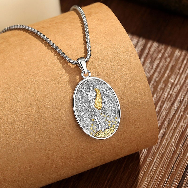 EUDORA Fortuna Roman Goddess of Fortune Necklace for Women Sterling Silver S925, Goddess of Abundance Fortune Tykhe Lady Luck Pendant Jewelry Gifts for Women, 20"+2" - Image 2