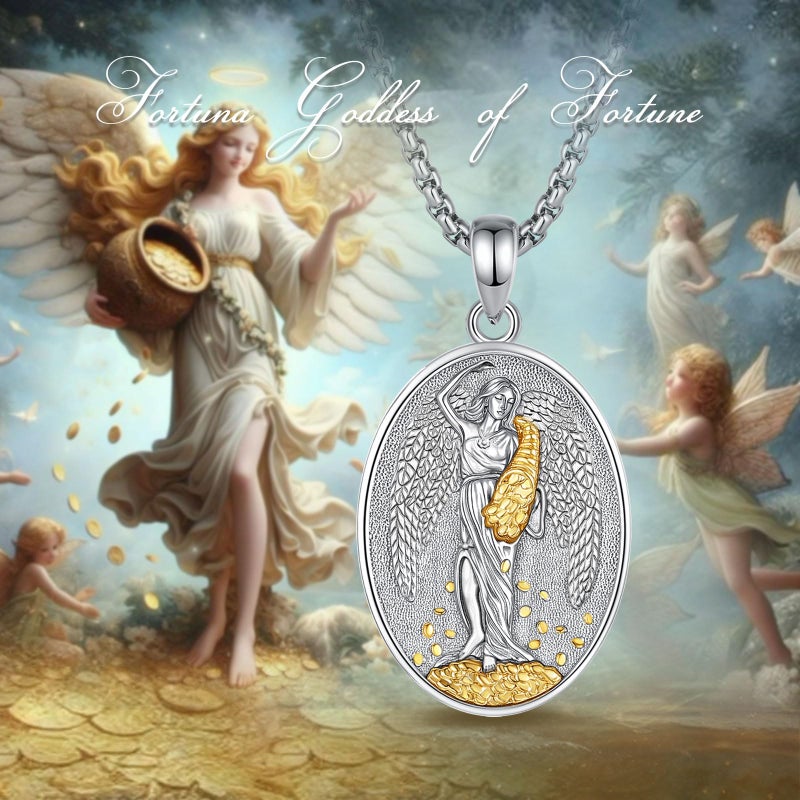 EUDORA Fortuna Roman Goddess of Fortune Necklace for Women Sterling Silver S925, Goddess of Abundance Fortune Tykhe Lady Luck Pendant Jewelry Gifts for Women, 20"+2" - Image 4