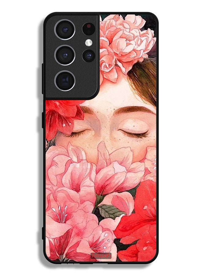 Tolwak Samsung Galaxy S21 Ultra 5G Protective Case Cover Girl Face Hide In Flowers Art - Image 3