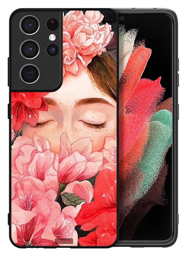 Tolwak Samsung Galaxy S21 Ultra 5G Protective Case Cover Girl Face Hide In Flowers Art - Image 2