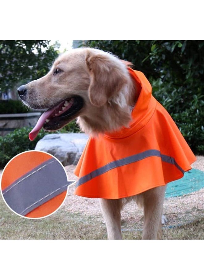Mikayoo Adjustable Large Dog Raincoat with Strip Reflective - Waterproof Pet Rain Jacket Hoodie Poncho,for Large and Medium Dogs (Orange,XL) - Image 2