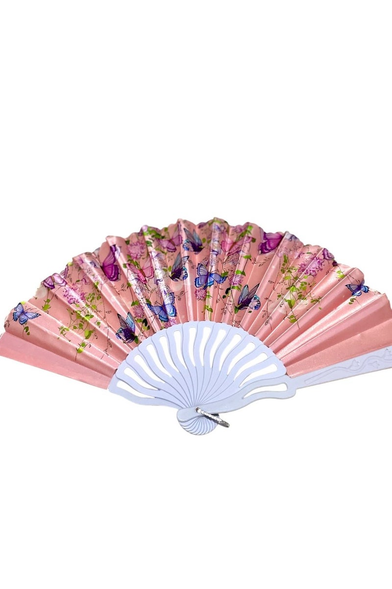 Folding Fan, Style Handheld Fan with Fabric Plastic Frame for Wedding Party Dancing - Image 4
