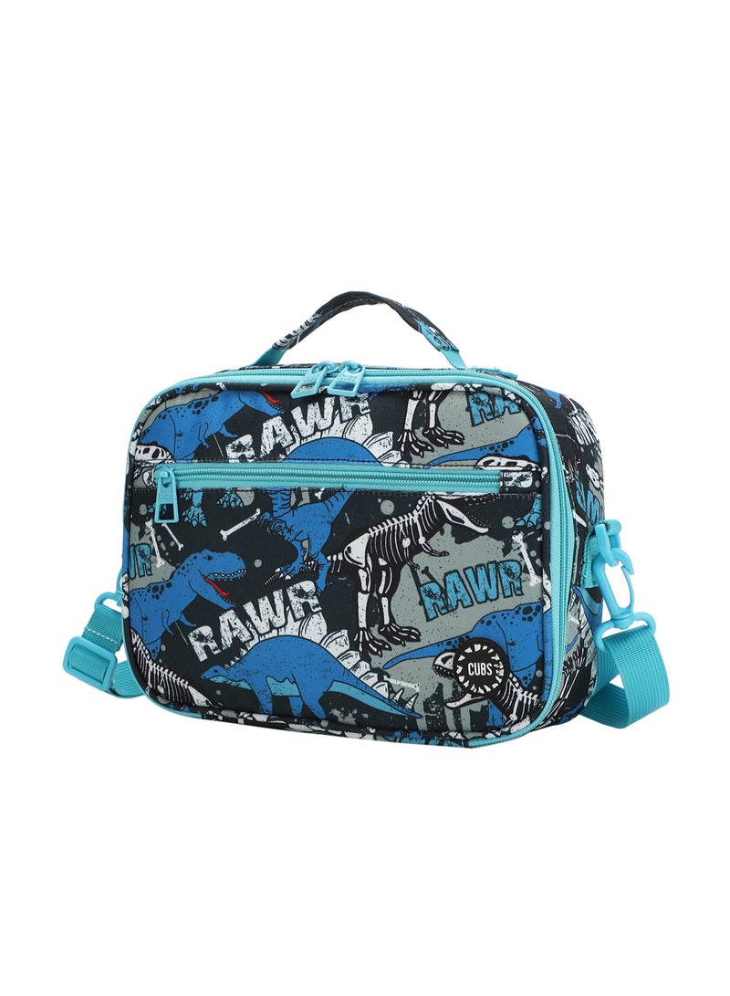 CUBS Dinosaur Print Waterproof lunch bag with removable shoulder strap carrying your favorite meals to school, work or while traveling - Image 2