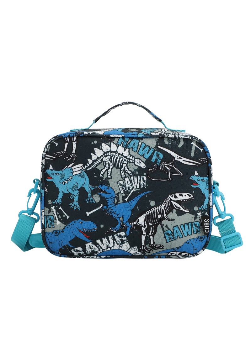CUBS Dinosaur Print Waterproof lunch bag with removable shoulder strap carrying your favorite meals to school, work or while traveling - Image 3