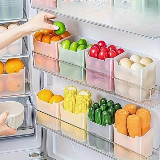 Episkey 6 Fridge Storage Boxes Multipurpose Containers for Storage Spacesaving Refrigerator Side Door Organizer for Fridge Kitchen Fruits Vegetables Storage Containers Transparent SML CONTAINER - Image 1