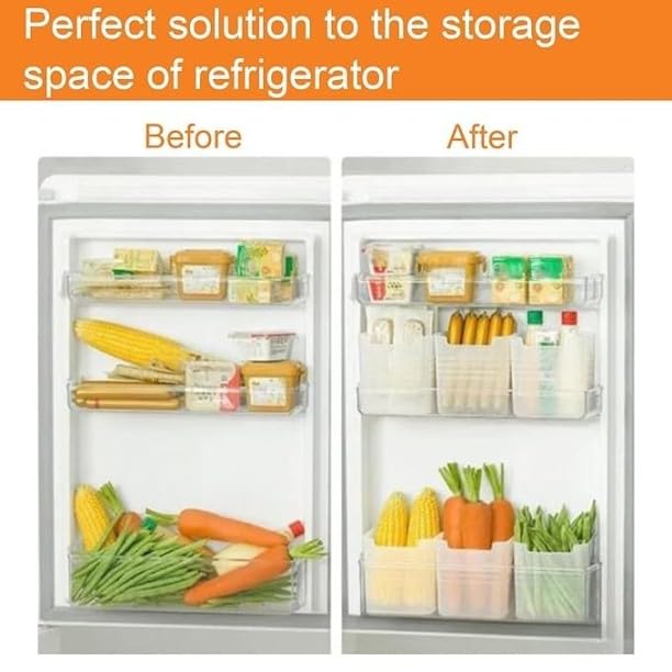 Episkey 6 Fridge Storage Boxes Multipurpose Containers for Storage Spacesaving Refrigerator Side Door Organizer for Fridge Kitchen Fruits Vegetables Storage Containers Transparent SML CONTAINER - Image 4