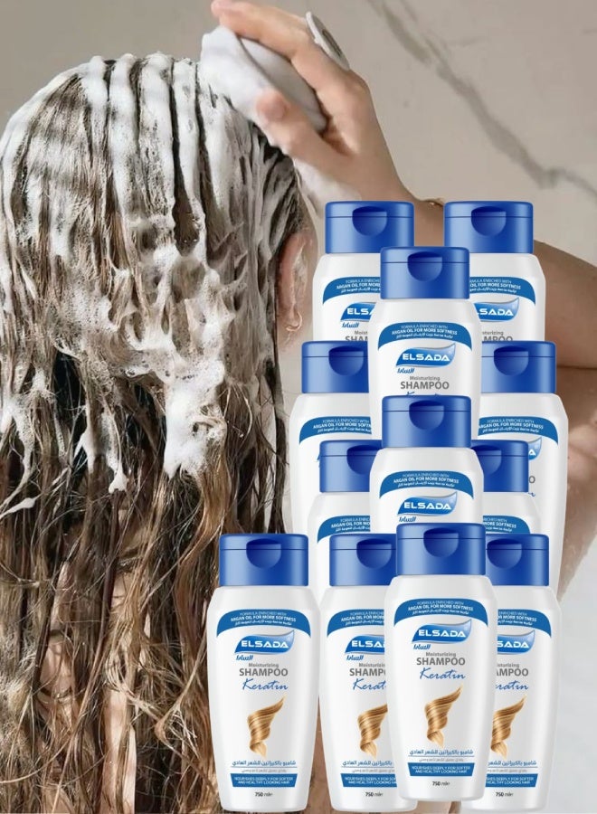 Elsada 12 Pieces Shampoo Keartin For Normal Hair 750ML - Image 1