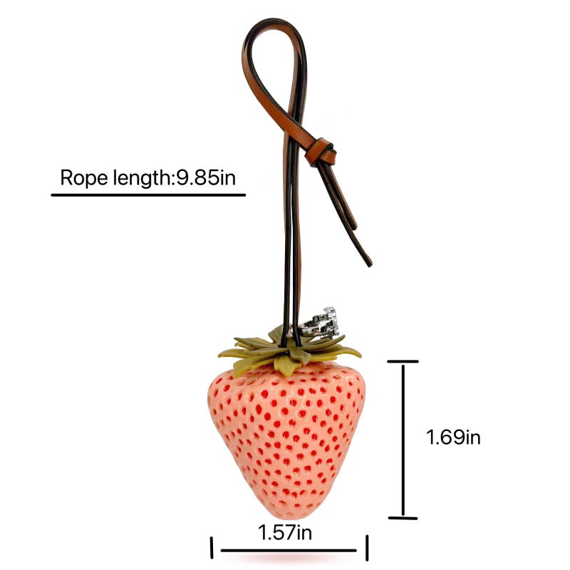 SOPKTA Bag Charm Keychain - Cute Purse Charms for Women, Handbag Accessories - Personalized Gift for Mom, Daughter, Valentine, Christmas -little strawberry-pink - Image 3