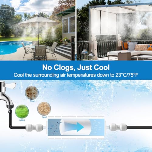 POCKET PANDA Misters for Outside Patio, Outdoor Water Misting Cooling System w Filter,99FT|30M. Backyard Mist Kit for Garden, Greenhouse, Fan,Deck,Umbrella,Canopy,Pool,Porch,Trampoline,Park,BBQ Party Accessories - Image 3