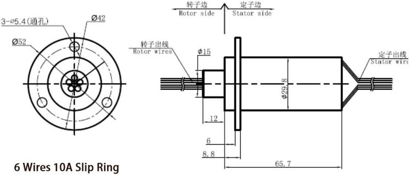 Taidacent 6 Wires12 Wires 2A 5A 10A 15A 20A 30A Collector Ring Rotary Electrical Contact Electrical Slip Ring Joint Rotary Connector (6 Wires 10A) - Image 2