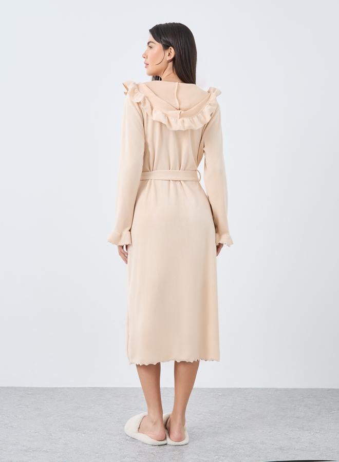 Styli Ruffle Edge Soft Fleece Hooded Robe - Image 4