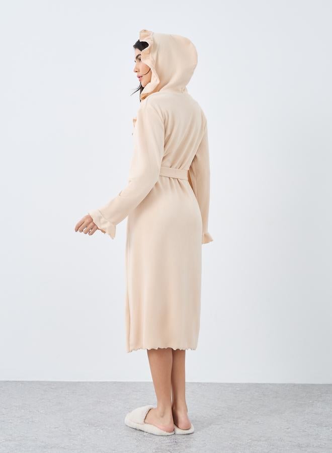 Styli Ruffle Edge Soft Fleece Hooded Robe - Image 5