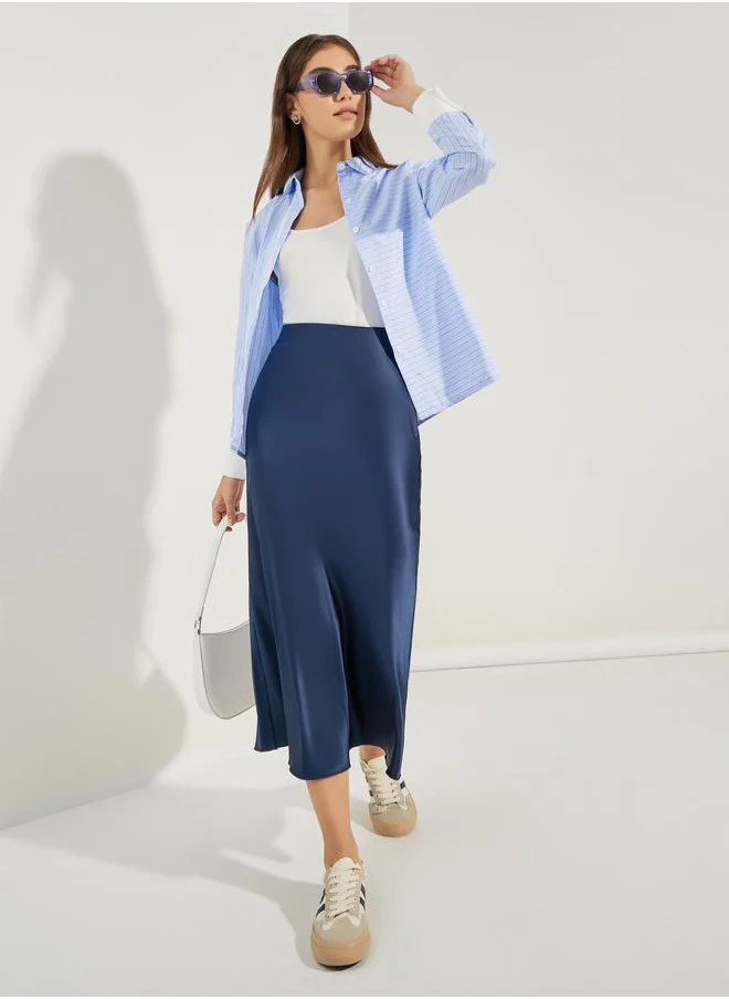 Styli Striped Shirt with Contrast Cuff Detail